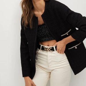 Mango tweed jacket Tweed fabric.Oversized design.long sleeve fall/winter luxury